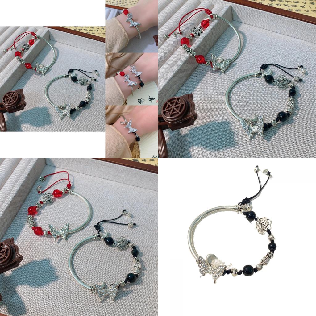 Exquisite Rose Butterfly Bracelet Womens Luxury Chic Design Vintage Style