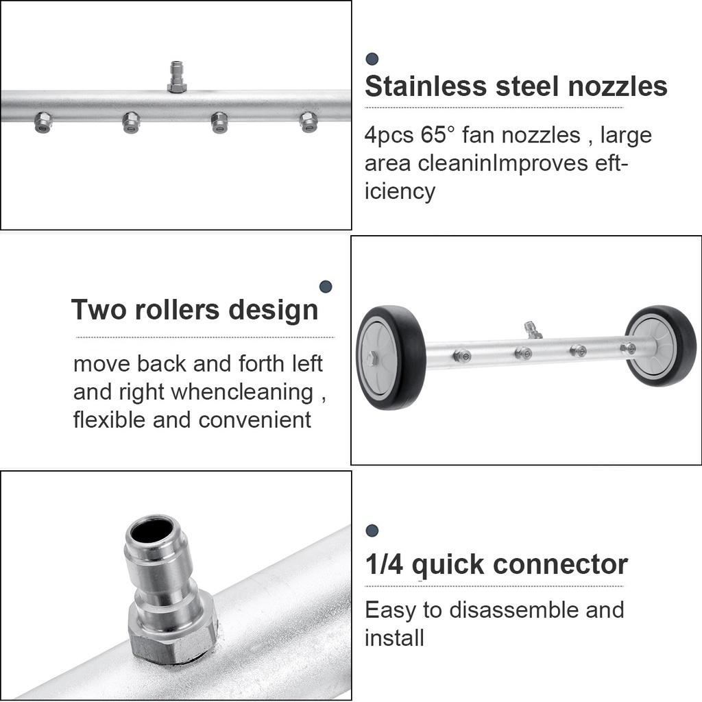 Gümüş Basınçlı Yıkama Makinesi Araba Altı Temizleyici Aparatları Araba Altı Yıkama Su Süpürgesi Gümüş Güçlü Yıkama Makinesi Yüzey Temizleyici 39x10cm
