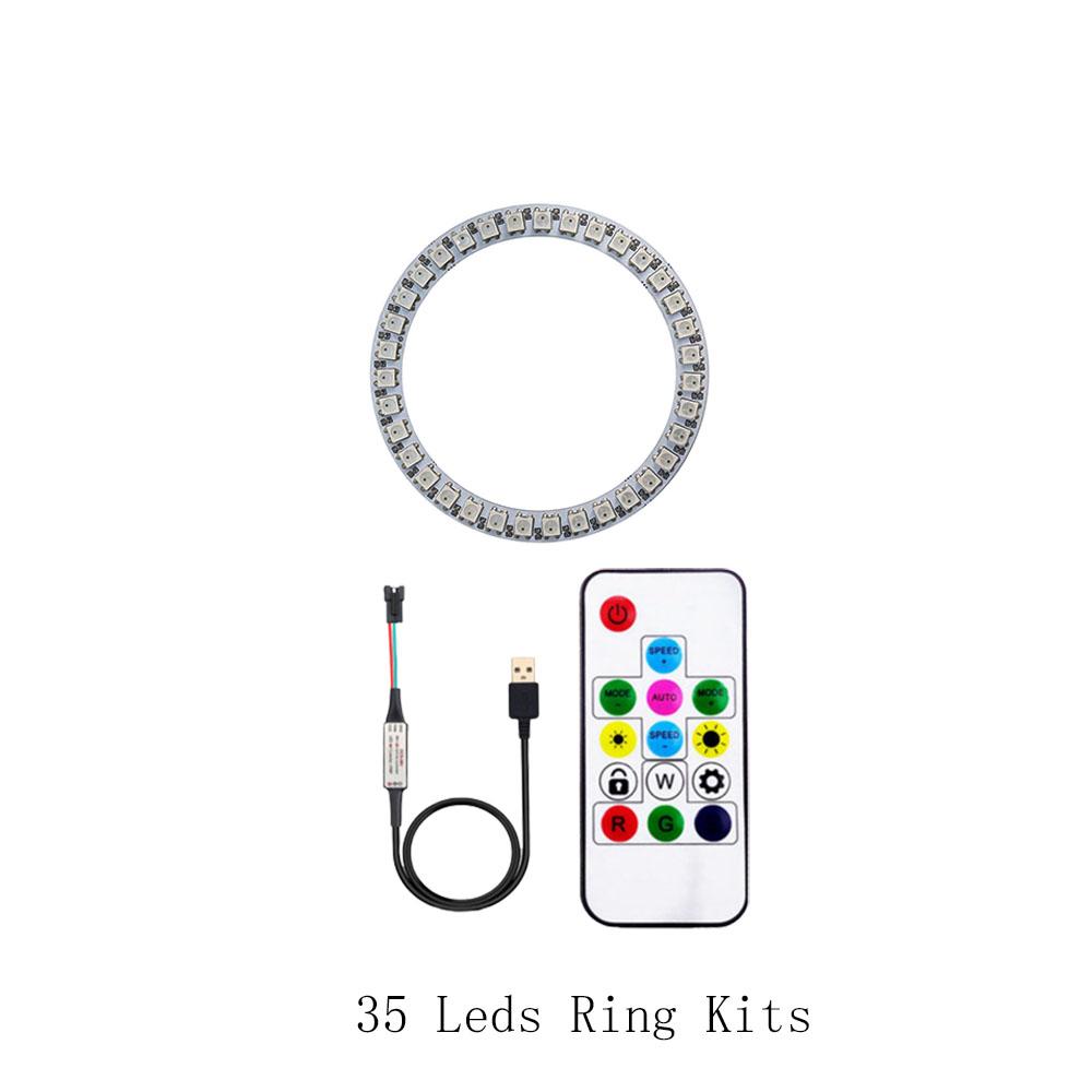 WS2812B DC5V Led Pixel Ring Individul AddressabIe Ring 5050 RGB WS2812 IC BuiIt-in Led ModuIe And 14Keys Lock USB Controller