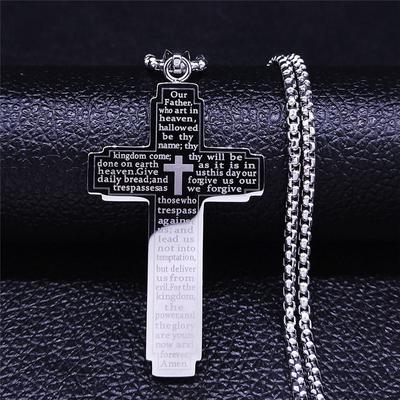 Collier Croix en Acier Inoxydable 316L Pour Hommes Pendentif Chaîne Zircon Religion Accessoires