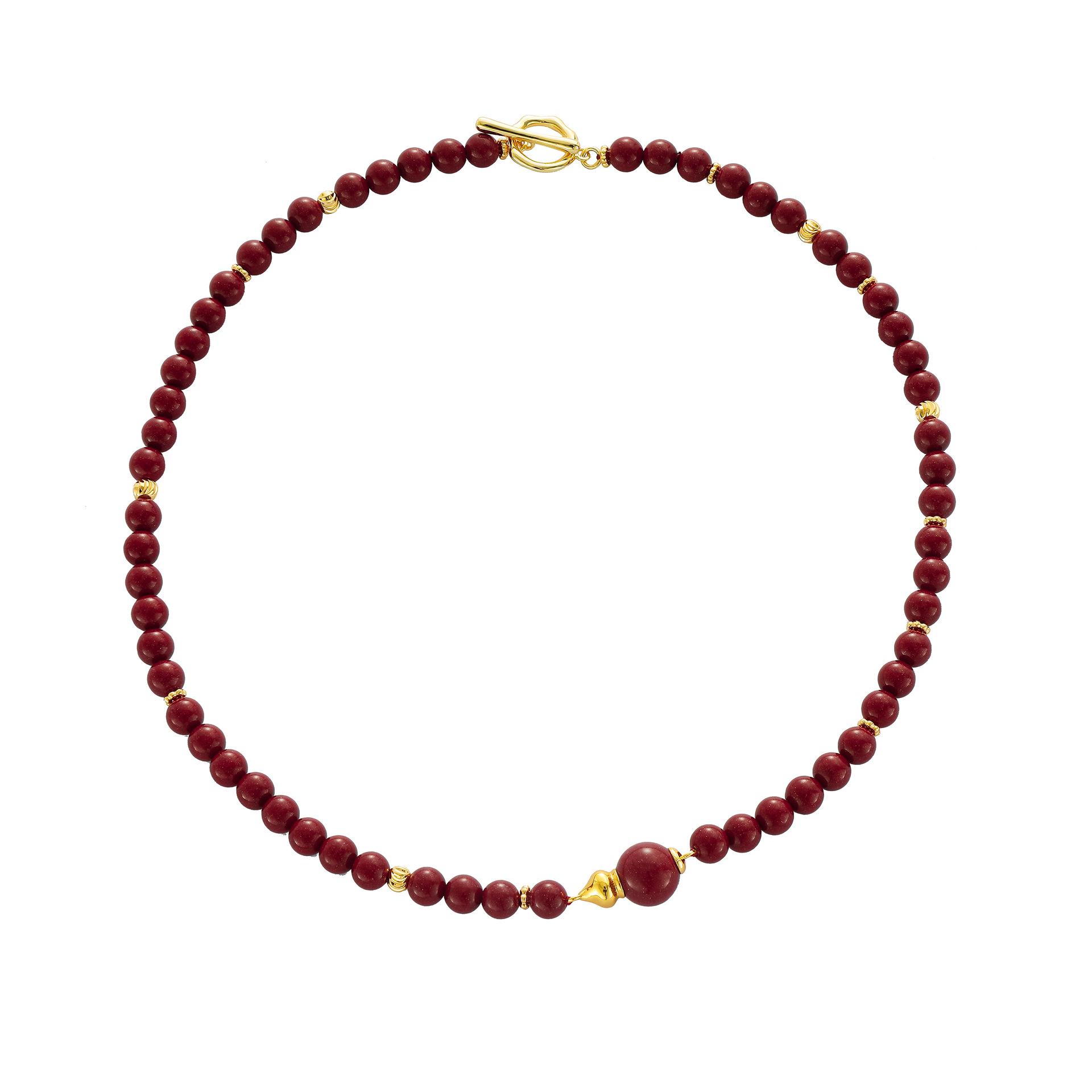 New Style Women s Sporty Gourd Cinnabar Necklace Plant Pattern Pearls Sweater Chain Festive Atmosphere Simple Beaded