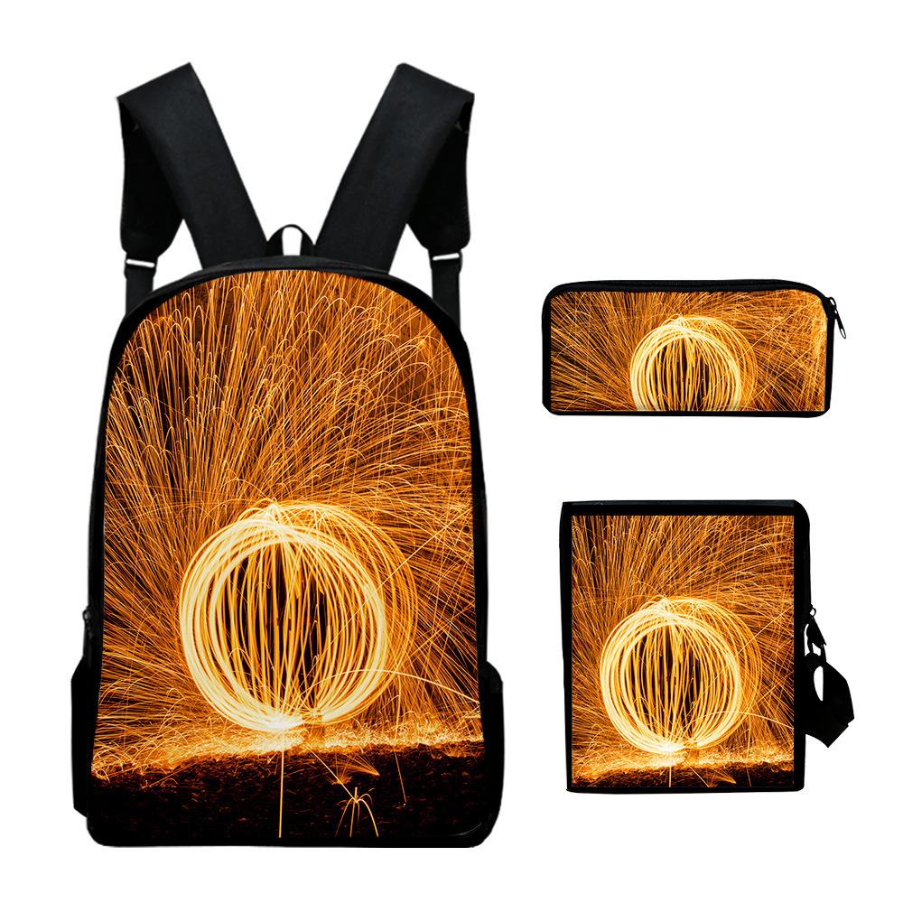 Iconic Distinctive Black Rock Shooter 3D Design 3pcs/Set Learner Bags Everyday Laptop Everyday Backpack Sling Carry Tote Pencil Pouch