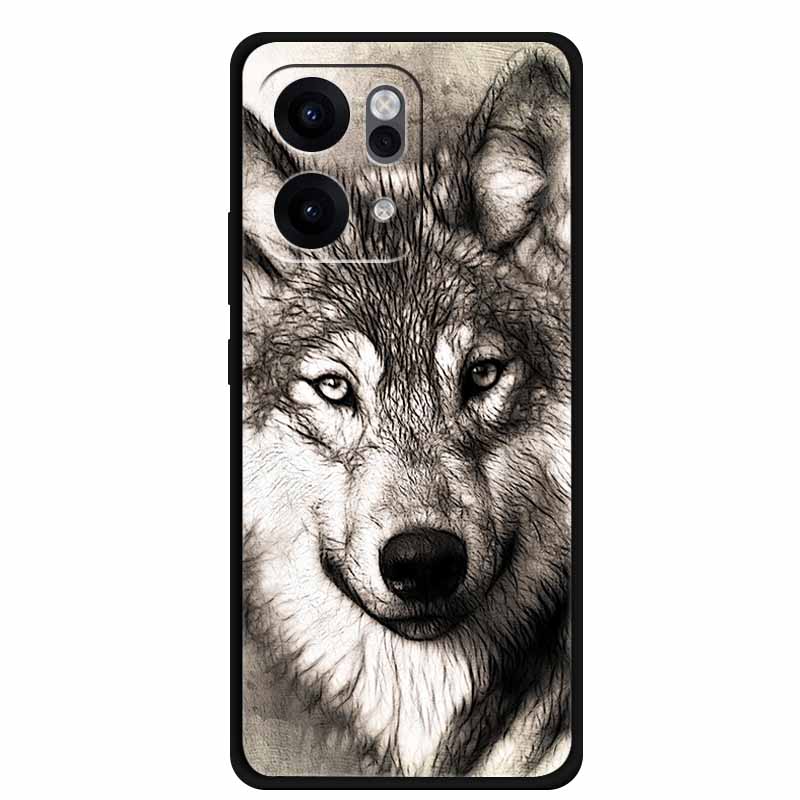 For Oppo Reno14 Pro 5G Case Animals Soft Silicone TPU Phone Cases Back Cover for Oppo Reno 14 Lion Shockproof Cool Wolf Capa