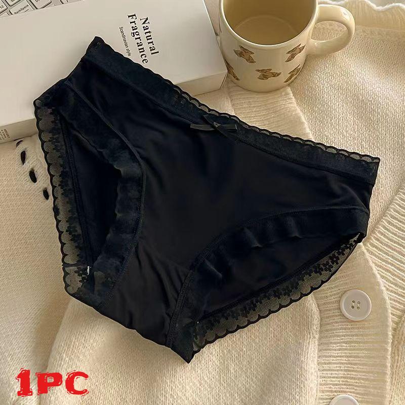 6PCS Seamless Women's Underwear Ice Silk Mid-Waist Breathable Pure Cotton Antibacterial Lace Triangle Mask Pants