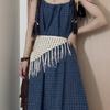 Hollowing Out Triangle Headscarf Ethnic Style Turban Hair Scraf Multifunctional Bohemian Tassel Hip Apron Waist Band