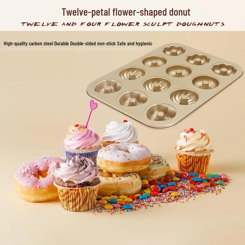 Gold Non-stick 12-Cavity Heart & Flower Bundt Cake Pan