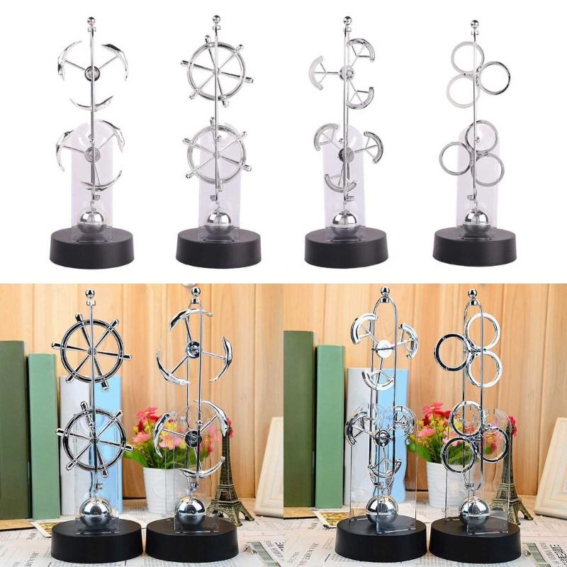 Metal and Plastic Double-Swinging Chaotic Desk Sculpture Electric Forever Motion Toy Balance Pendulum Balls