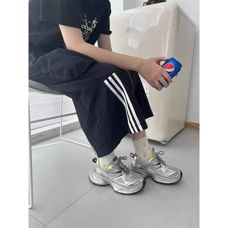 Silver gray dad shoes women's summer fried street showing small breathable light thick sole heightening versatile sports shoes