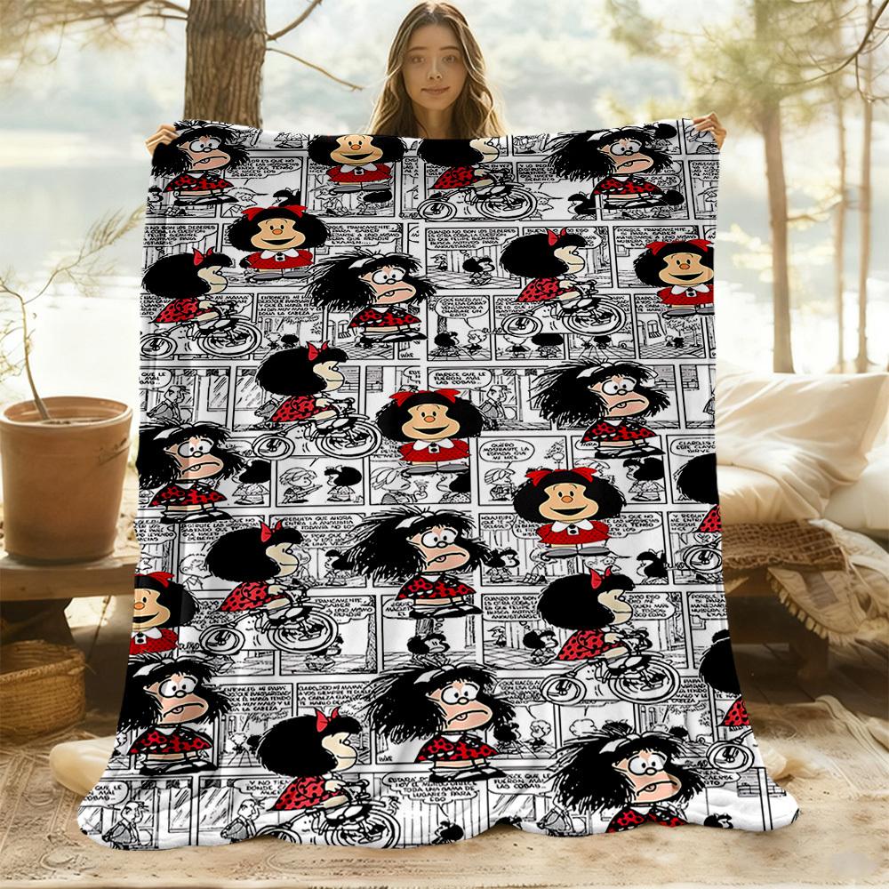1 ST Mafalda Comics Buitenkleed Lichtgewicht Flanel, Zacht & Warm, Gebruik in Alle Seizoenen voor Bank, Buiten, Kamperen, Woonkamer, Kantoor31