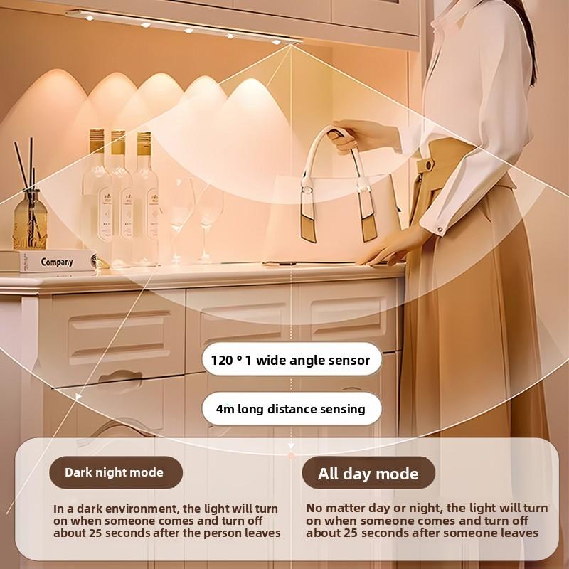 Cabinet Under Led Light Motion Sensor Usb Rechargeable Dimmable 3 Temps Color