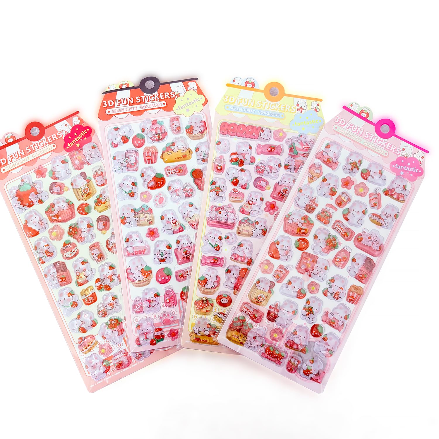 3D 4 Types of Cute Bunny 3D Sparkly Reward Stickers for Water Smartphone Smartphone Albums of Stickers, Solid, Pukupuku, Stickers, Stickers, Bottles,