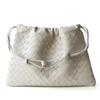 Borsa a tracolla intrecciata in vera pelle di agnello da donna, morbida, quadrata, con coulisse