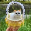 Realistic Meowing Kitten Flower Basket Doll - 2024 New Style for Girls and Kids.