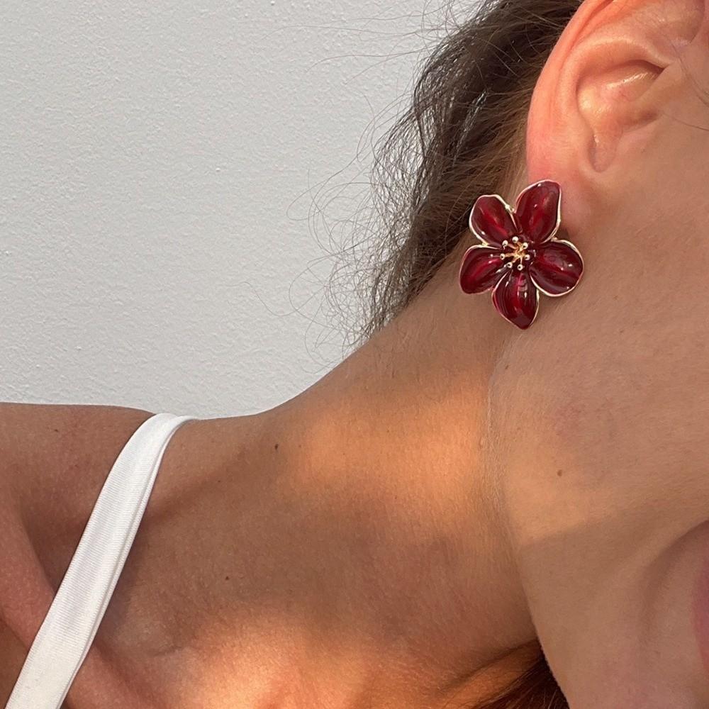 Multicolored Flower Earrings Alloy Spring Summer Earrings Exquisite Jewelry Gift Women
