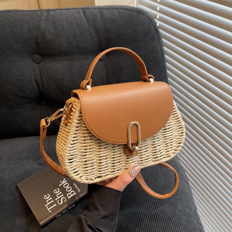

Woven straw bag women s niche design new spring and summer messenger bag women s portable seaside vacation beach bag покинуть белый