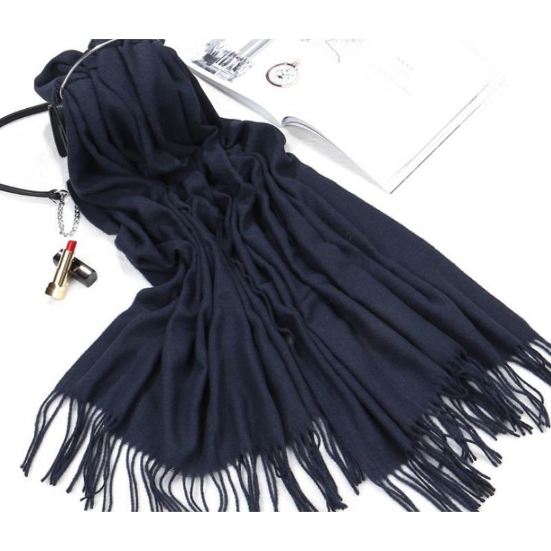 Solid Color Cashmere Scarf for Women in Winter Warm Thickened Autumn and Winter Tassel Gray Shawl Men's Wool Scarf