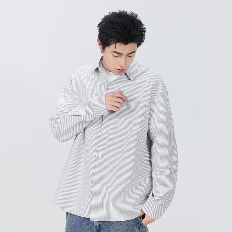 MINISO Men's Striped Oxford Loose Fit Shirt