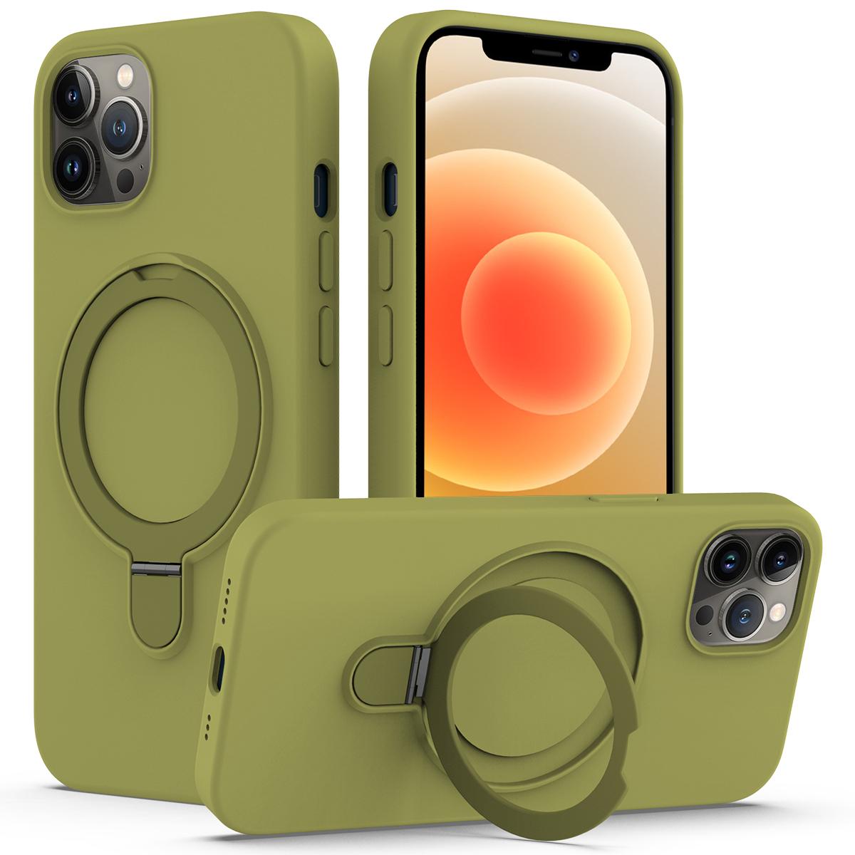 

For iPhone 12/12 Pro Case Kickstand Phone Cover Compatible with MagSafe Green