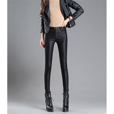 Autumn Winter Warm Fashion PU Faux Leather Pants Slim Leather Leggins Trousers Stretch High Waist Casual Leggings Trend Womens