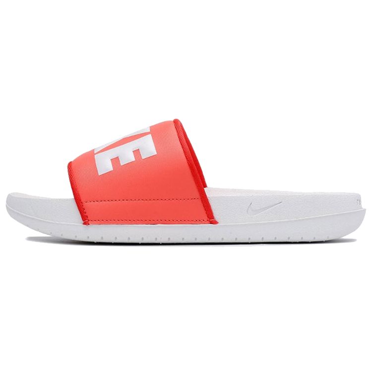 Nike Offcourt Slide Simple Rubber Sole Non-Slip Slide Sandals Women Footwear White Orange BQ4632-802