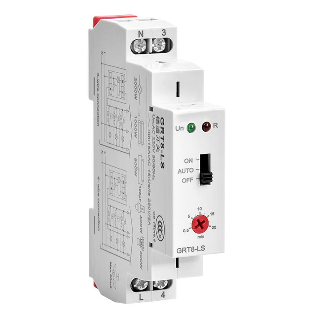 Adjustable Timer For Fan Control Protection DIN Rail Mount 18*64*90mm Adjustable Timer Switch 0.5-20 Minutes Delay