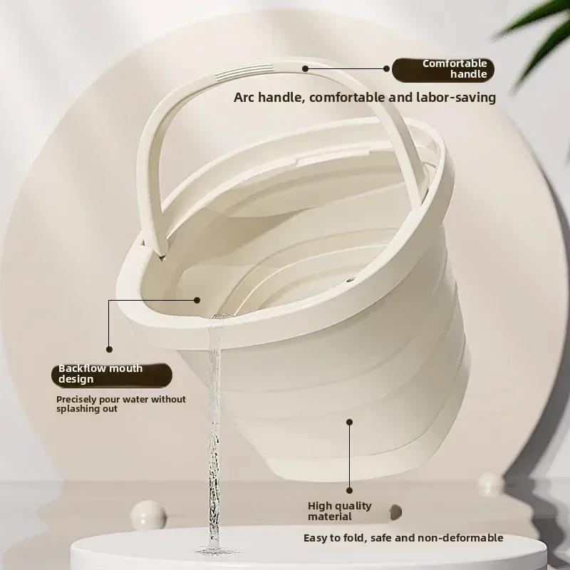 Multifunctional Folding Bucket 5/10L Portable Outdoor Fishing Bucket Compact Thickened Collapsible Wash Basin