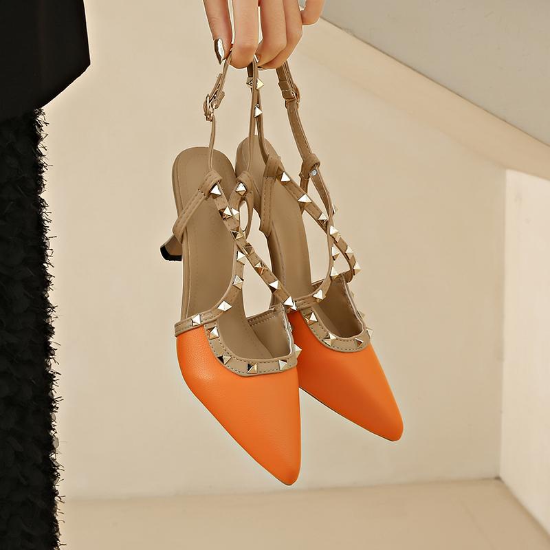 women's shoes sandals Summer luxury Brand Woman 2024 trend Ankle Strap Sexy Party Classic Rivets High Heels Ladies Shoes women