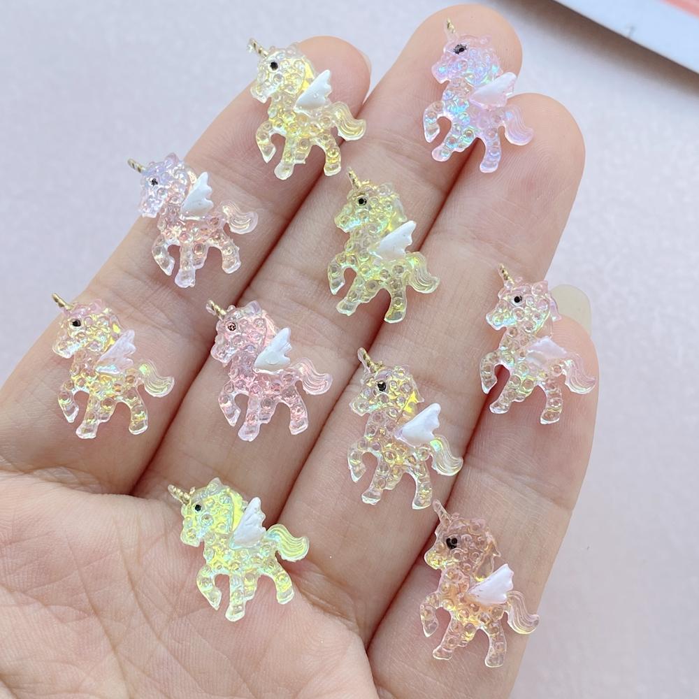 

10Pcs Cute Mini Cartoon Unicorn Nail Art Resin Designer Charms DIY Craft For Nail 3D Decorations Jewelry