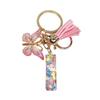 Pink Letter Keychain Heart Sequin Butterfly Tassel Keychain  Epoxy Pendant Accessory For Women