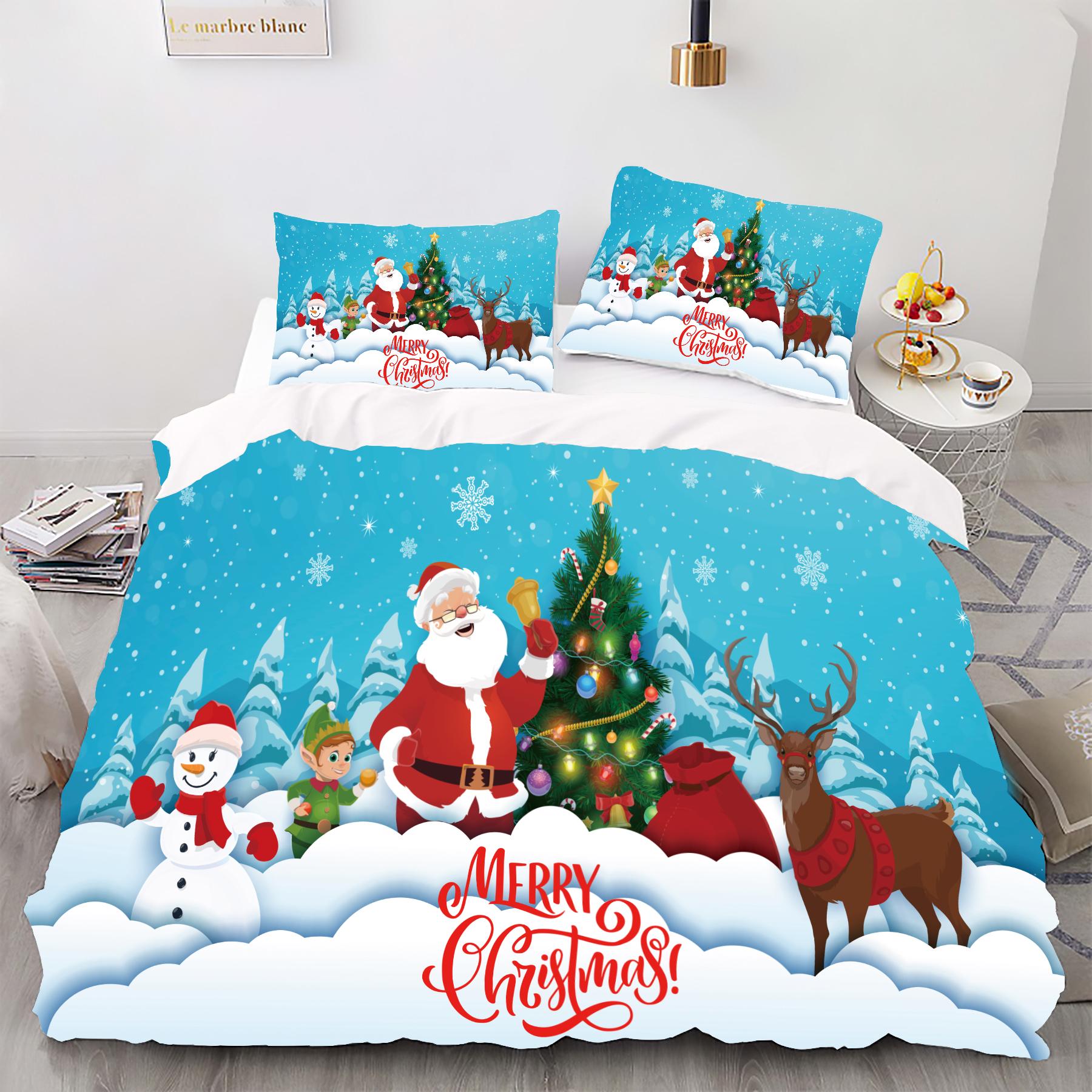 

Christmas - Santa - Style Digital Printed Duvet Kit - Polyester - Bedroom Decor -1 Bed cover +2 Pillowcases (no pillow core) 173x229cm