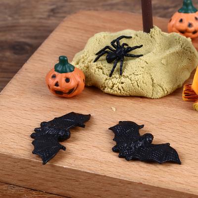 1Set 1:12 Dollhouse Miniature Halloween Horror Decor Toy Bat Skull Head  Broom Spider Pumpkin Head Magic Book Ornament Diy Toy