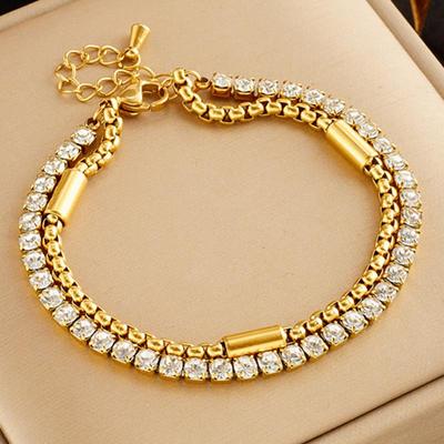 Bracciale in zircone in acciaio inossidabile 316L per donne Regali creativi di accessori per gioielli per feste punk hip-hop