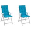 Garden Chair Cushions for High Back Chairs 2 Pcs Blue 120 X 50 X 3 Cm Fabric
