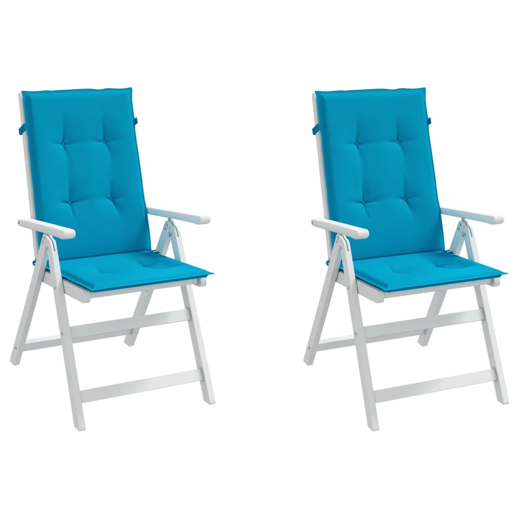 Garden Chair Cushions for High Back Chairs 2 Pcs Blue 120 X 50 X 3 Cm Fabric