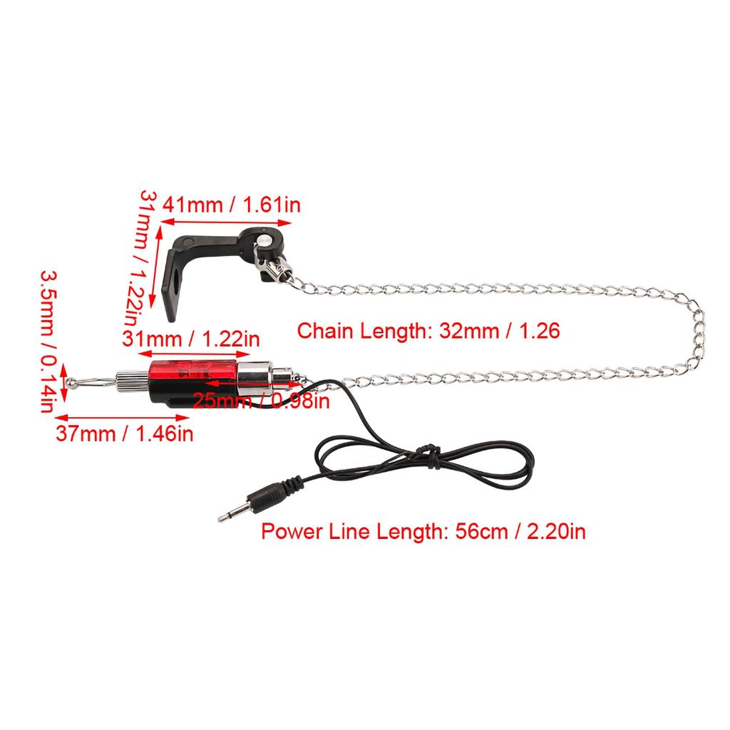 Fish Bite Alarm LED Illuminated Indicators Chain Hanger Fishing Tool Tackle Accessory Red