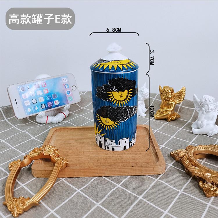 Empty Candle Holder Jars with Lid Lady Lips Sun Ceramic Decorative Jar Retro Cosmetic Jewelry Storage Small Bottle Box Ornament