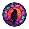 Raven Stained Glass Suncatcher Window Hanging Decoration Halloween Gothic Crow Glass Ornament for Window Home Kitchen