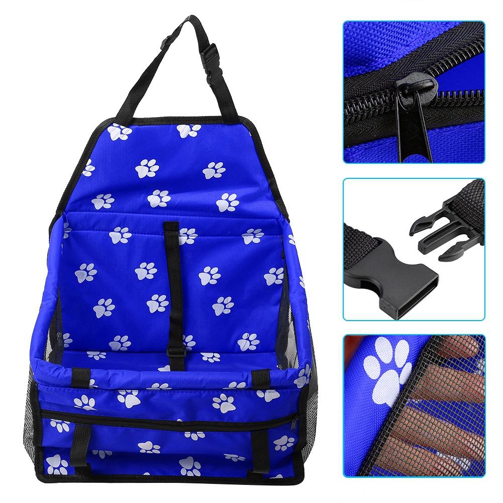 Foldable Car Pet Dog Seat Cover Oxford Fabric Pet Carrier Mesh Basket Blue