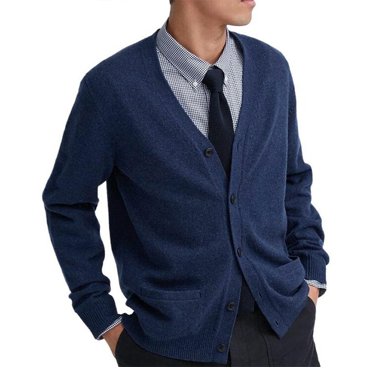 UNIQLO Solid Color Simple Cardigan Casual Long Sleeve V-Neck Knitwear Unisex tops Blue 460941-66
