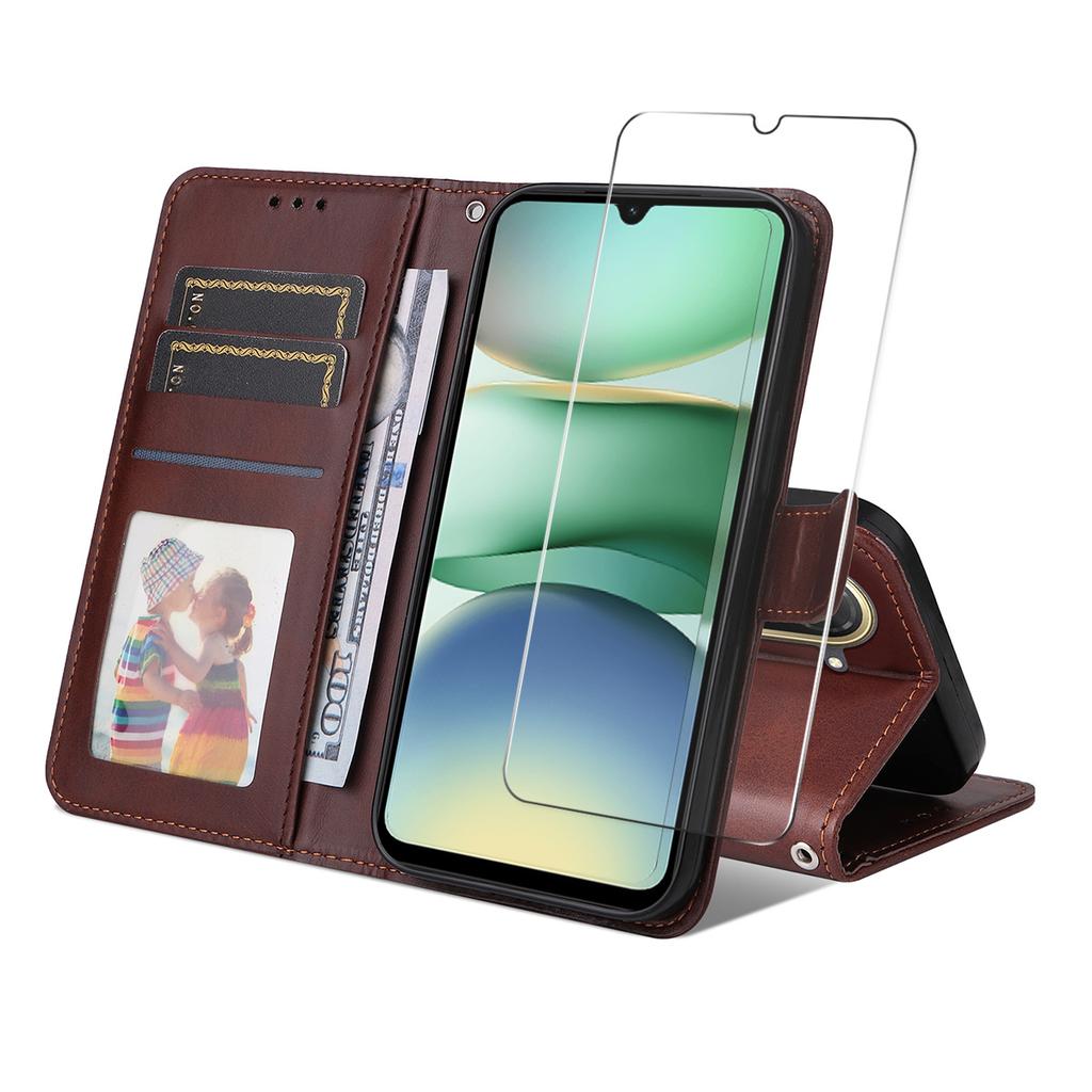 For Xiaomi Redmi A5 4G (171.7*77.8*8.3mm) PU Leather Wallet Case ENKAY HAT PRINCE Phone Stand Cover with Tempered Glass