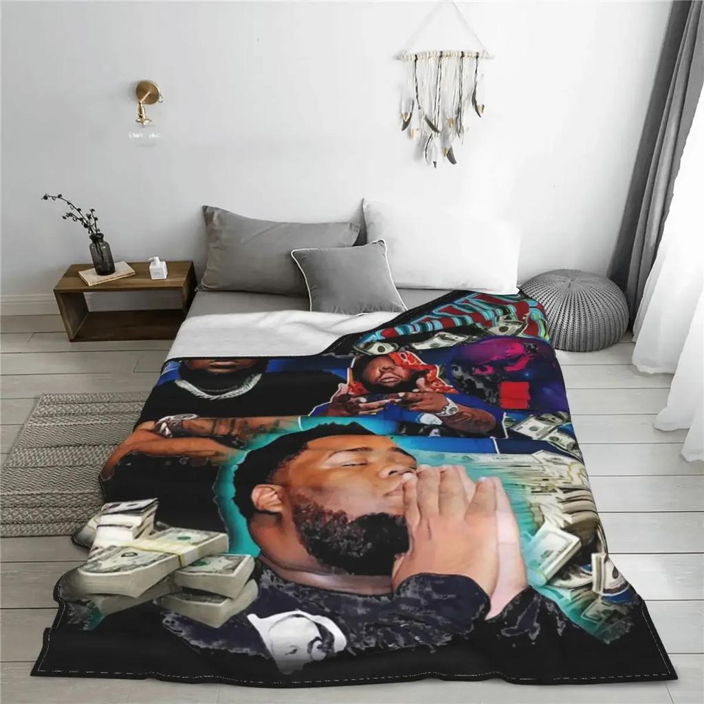Rod Wave Good Money Cool Rapper Blanket Flannel Bedding Bootleg Throw Blankets Cozy Lightweight for Travel Bedspread