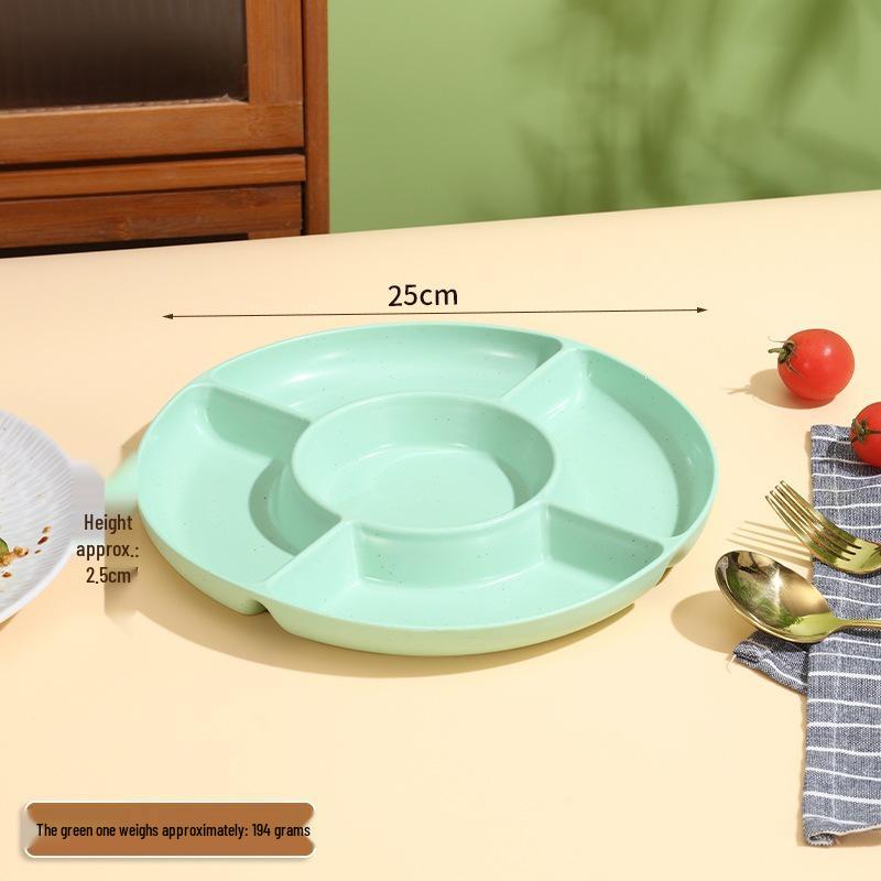 Wheat Straw 5-Section Snack and Fruit Platter for Living Room or Dining Table