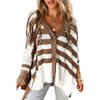 2025 Autumn/Winter Women's Casual Striped Color Block Cardigan – European & American Style