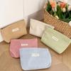 Simple Solid Color Cosmetic Bag Corduroy Multifunctional Storage Bag with Zipper Large Capacity Toiletry Bag Women