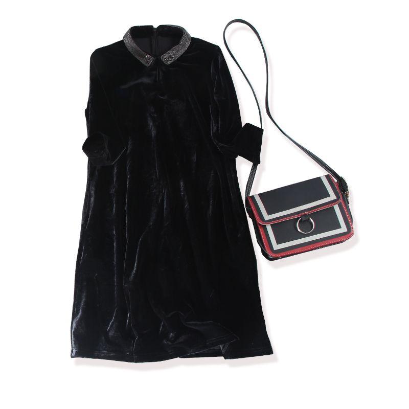 

King s Pleuche Dress Beading Beads Black M