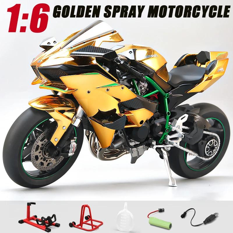 Spray 1:6  Ducati V4S 1/9 H2R Racing Motorcycle Alloy Diecast Model Car Sound And Light Dynamic Ornaments Decoration Collection