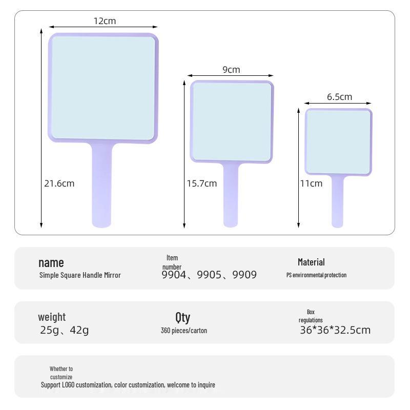 Custom Handheld Square Makeup Mirror with Logo Printing - Perfect Gift