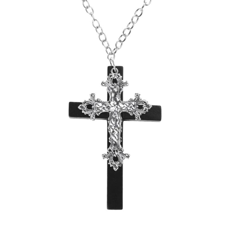 Модне дерев'яне хрестоподібне підвісне намисто Панк Готичний Комір Чокер Довгий ланцюжок на шию Прикраси Y2K для жінок Чоловіків