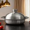 Portable Food Steam Plate with Lid Round Pot Insert Tray Flying Saucer Steaming Tray  Home