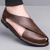 Men Sandals Leather Mens Casual Shoes Slip On Breathable Outdoor Men Leather Sandals Men Beach Roman Shoes